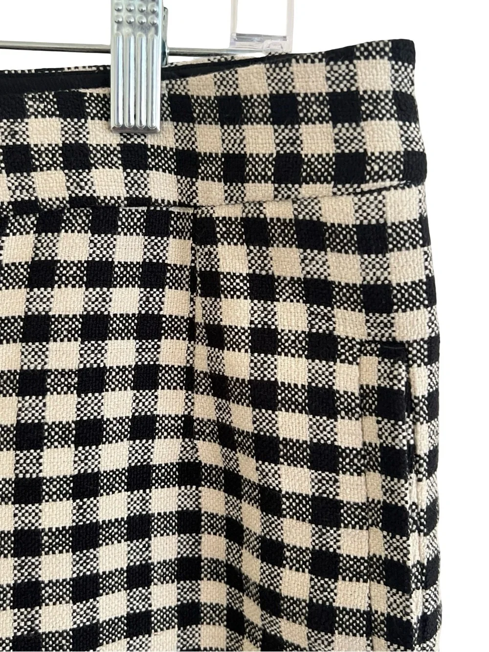 Sezane Martin Crop Trousers in Black and Ecru Gingham FR 44 / US 12